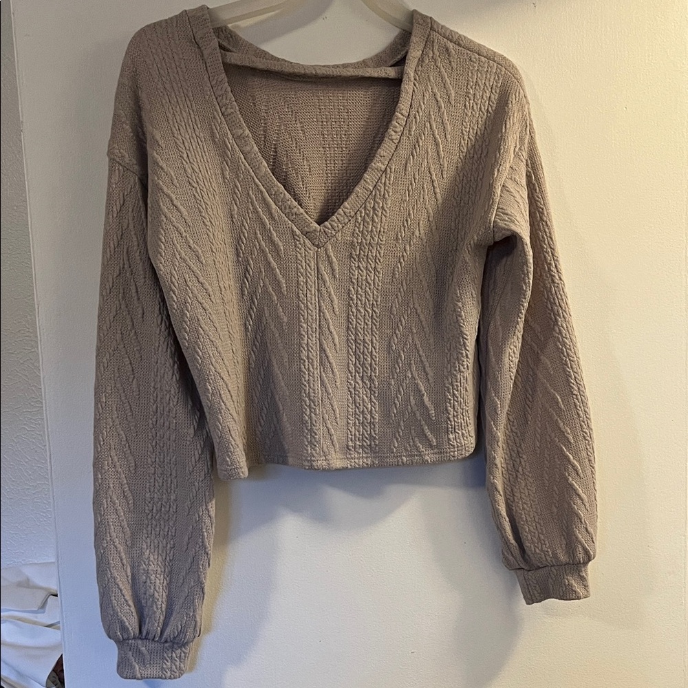 Lush V-Neck Sweater - Taupe